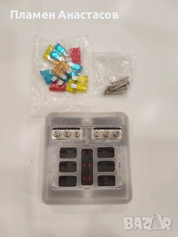 12V 6 Circuit Fuse Box Kit – 6-канална кутия за предпазители с LED индикация, 30A, 32V DC (черна), снимка 4 - Друга електроника - 53271895