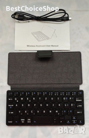 Безжична клавиатура CACOE със стойка, мини клавиатура за мобилен телефон, ултратънка преносима, снимка 9 - Клавиатури и мишки - 53359240