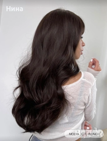 Тъмно кафява перука, снимка 4 - Аксесоари за коса - 53826230