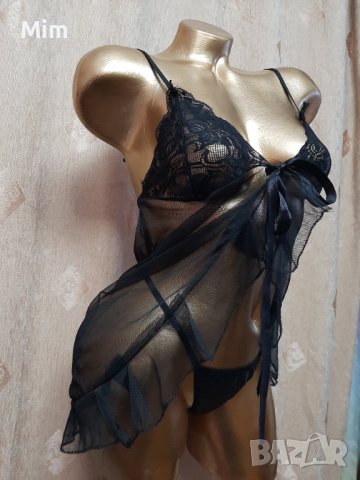 S Ефирен к-т от къс топ и кожена прашка , снимка 4 - Корсети, бюстиета, топове - 39508462