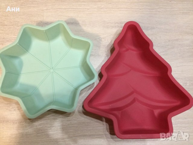 Големи силиконови форми за коледни торта,кекс или каквото ви хрумне,елха и снежинка.. 