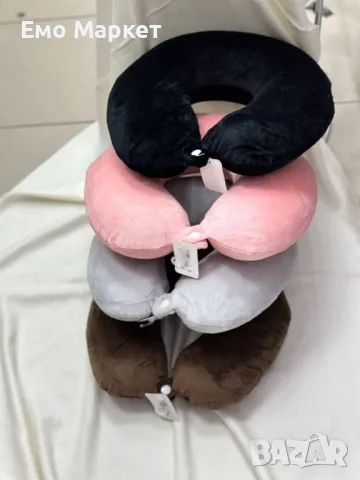 Кадифено мека плюшена възглавница за път с копче, снимка 2 - Други стоки за дома - 49524278