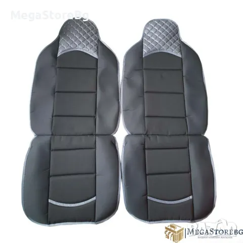 Комплект универсални калъфи за предни седалки - 2бр/к-т - черно със сиво, снимка 2 - Аксесоари и консумативи - 48685568