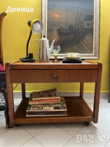 Ретро дървена маса/ шкаф на колелца , снимка 6 - Шкафове - 50969647