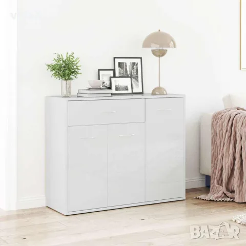 vidaXL Бюфет, бял гланц, 88x30x70 см, инженерно дърво, снимка 2 - Бюфети - 56147756