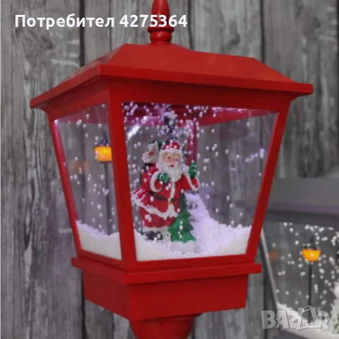 Декоративна коледна лампа с Дядо Коледа, падащ сняг и мелодии, снимка 7 - Декорация за дома - 52261871