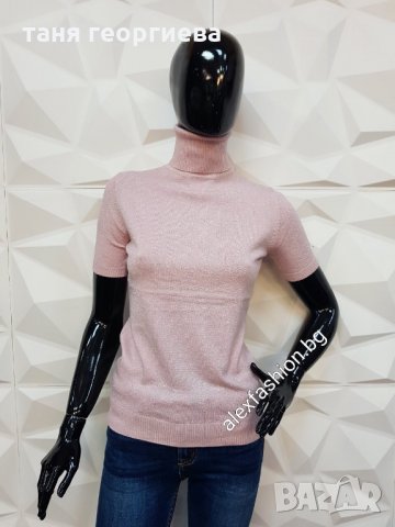 дамско поло къс ръкав с ламе, снимка 2 - Блузи с дълъг ръкав и пуловери - 34839722