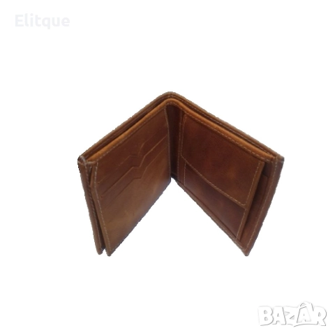Мъжко портмоне в кафяв цвят от естествена к., снимка 2 - Портфейли, портмонета - 52895629