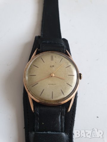 Мъжки позлатен механичен часовник Lip, снимка 4 - Антикварни и старинни предмети - 39603934