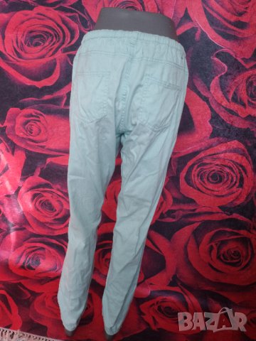 Светло тюркоазен дамски панталон с ластик на талията Л/ХЛ, снимка 2 - Панталони - 41391416