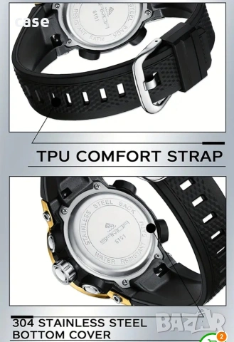 Мъжки часовник Sanda водоустойчив с подсветка и функции , снимка 5 - Мъжки - 53839196