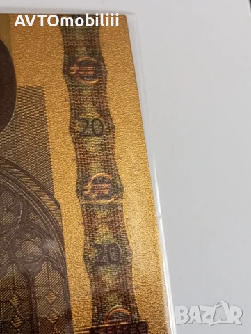 Позлатена с 24 карата злато банкнота 20 Евро със сертификат , снимка 6 - Нумизматика и бонистика - 51340689