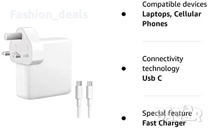 Ново Зарядно за лаптоп MacBook Pro / Air 96W USB C Стенен адаптер, снимка 4 - Захранвания и кутии - 42203868