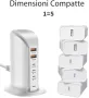 зарядно за мобилен телефон WUKUR 5-портово USB C зарядно устройство, 55W, снимка 2