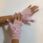 Розови дантелени ръкавици без пръсти 8602, снимка 1 - Ръкавици - 44293784