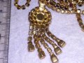 РАЗКОШНА СТАРИННА РЕТРО АРТ ДЕКО ПОЗЛАТЕНА БРОНЗОВА СКЪПОЦЕННА ОГЪРЛИЦА с КАМЪНИ ГРАНАТ 38656, снимка 15