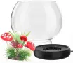Нова Кръгла стъклена купа за рибки hygger 2L стъклен аквариум с LED светлина и декорация, снимка 7
