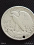 Сребърна монета половин долар 1942г. Америка продупчена за НАКИТ, НОСИЯ, КОЛЕКЦИЯ 43438, снимка 5