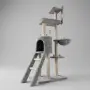 Котешка драскалка с къщичка, легло и платформи, 138 см, светлосива, снимка 1