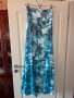 Ефирна дълга тюркоазена  елегантна ежедневна рокля тропик палми тропически принт , снимка 5