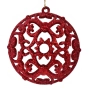 Комплект коледни топки – червени с прорези и брокат, 8 см – 6 броя_1123963, снимка 2