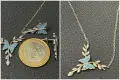 Сребърно колие обеци пеперуда тюркоаз 925 silver чисто нов obeci kolie, снимка 10