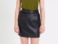 Дамска къса кожена пола с висока талия и колан р-р 34 и 38 (XS и M), снимка 2