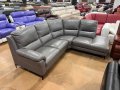 Сив ъглов кожен диван "Lucca", снимка 1 - Дивани и мека мебел - 40780228