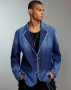 Ново мъжко дънково сако блейзър яке изтъркан ефект синьо деним памук ХЛ, снимка 6