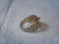 СТАР СРЕБЪРЕН СКЪПОЦЕНЕН с ПОЗЛАТА РЕТРО АРТ АЖУРЕН ПРЪСТЕН с ФАСЕТИРАН СЪРЦЕВИДЕН ЦИРКОН 10838, снимка 6
