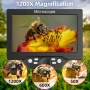 НОВ Цифров микроскоп Koolertron с 7'' екран 1080p, 32GB памет, 1200x увеличение, камера, безжичен..., снимка 2