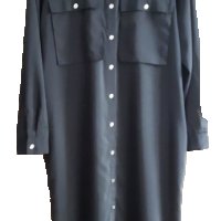 MONKI - черна дълга шифонена  рокля/риза, снимка 9 - Рокли - 20689717