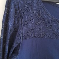 ПОСЛЕДЕН БРОЙ! луксозно тъмно синьо боди с нежна дантела, снимка 1 - Блузи с дълъг ръкав и пуловери - 42062202