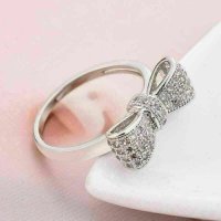 Дамски пръстен с бели циркони - панделка, снимка 8 - Пръстени - 41874639