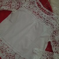 Блузи в бяло и в червено от шифон с дантела , снимка 2 - Ризи - 41933732