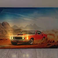 Светеща картина с Led осветление - Ford Mustang в пустиня, снимка 2 - Картини - 35685098