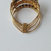 Златен пръстен с рубини, изумруди, сапфири и топази, снимка 5 - Пръстени - 38716397