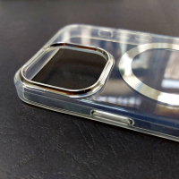калъф за iPhone 15 Pro Max прозрачен твърд със сребрист ринг MagSafe LUX, снимка 3 - Калъфи, кейсове - 44730382