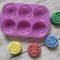 3D силиконови рози от 6бр. молд, калъп, форма за декорация, фондан НАЛИЧНО, снимка 7 - Форми - 41241670