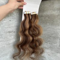 Стикери💯 естествена коса кичури, снимка 1 - Аксесоари за коса - 41460743