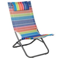 Плажен стол с боядисана райета възглавница 87x48x73 см, снимка 1 - Къмпинг мебели - 41434403