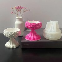 3D 2 части свещник поставка за свещ свещи кутия с капак силиконов молд форма смола гипс шоколад , снимка 1 - Форми - 44329890