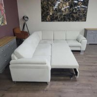 Светло кремав ъглов диван от плат с функция сън и чекмедже КS4815, снимка 10 - Дивани и мека мебел - 44245239