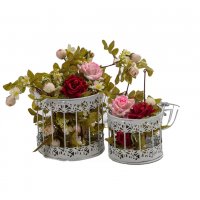 2 броя Метален кафез за декорация CAGE Flowers Бял, снимка 2 - Романтични подаръци - 39881634