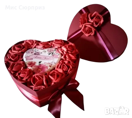 101 причини, заради които те Обичам в сърце от вечни рози, снимка 1