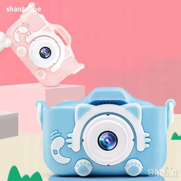 Детски дигитален фотоапарат за снимки, видео и игри - син или розов, снимка 1