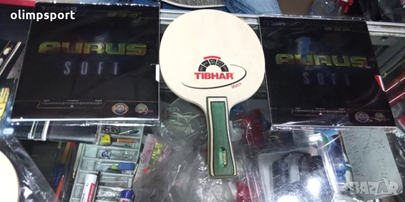 хилка за тенис на маса нова дърво tibhar match комплексно дърво с  конкав дръжка​ гума tibhar aurus , снимка 1