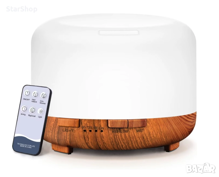 Ултразвуков дифузер за масла, 500 ml, 7 LED цвята, снимка 1