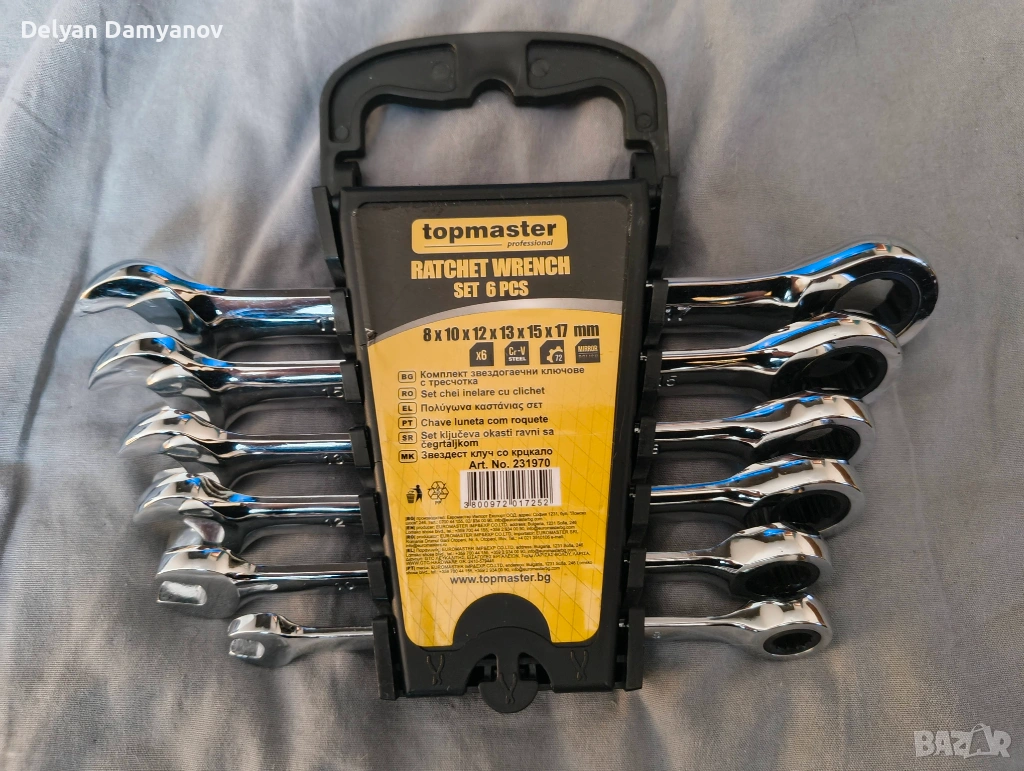 Kомплект звездогаечени ключове с тресчотка Top Master - CR-V, 6 броя, 8-17 mm, снимка 1