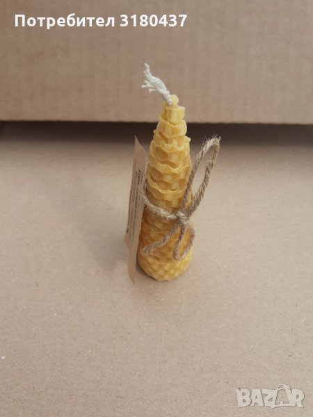 Навита восъчна свещ,къса, тип "Елхичка", снимка 1